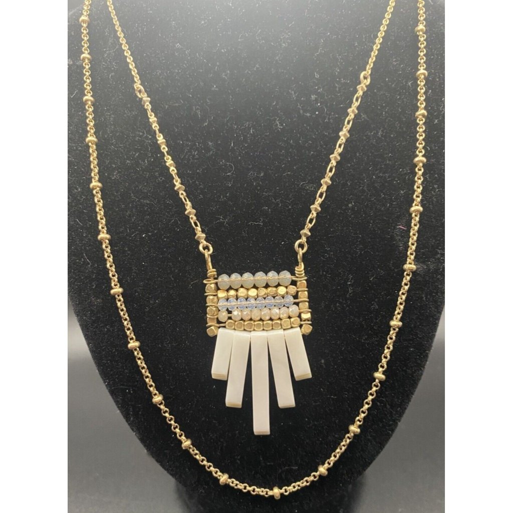 Vintage Necklace Bohemian Signed Bella Jack White Stone Crystal 2 Strand 32 22$